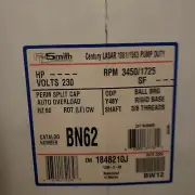AO Smith BN62 Pool Pump Motor 3HP 230 V 3450 RPM Y48Y Frame Shaft 3/8" Threaded