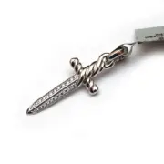 NWT DAVID YURMAN 18K White Gold 32mm Dagger Charm Enhancer with Diamonds