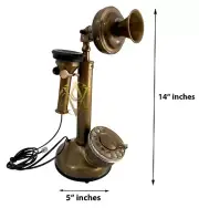 Brass Candlestick Vintage Phone Rotary Dial Antique Station Telephone Home Décor