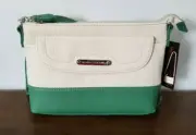 STONE MOUNTAIN Bone & Emerald Pebble Leather CROSSBODY / WRISTLET ~ NWT