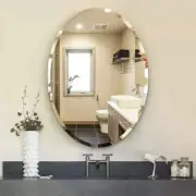 Fab Glass and Mirror Oval Beveled Polish Frameless Wall Mirror with Hooks