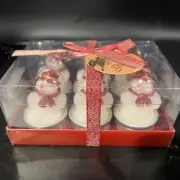 Creative Home Candles Gift Set. 6 Snowmen Votive candles. NIB.