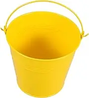 LABRIMP Small Metal Buckets Mini Tin Pails for Treats Crafts Yellow Candy Snack Containers for Halloween Christmas Party Favors Garden Planter Decor