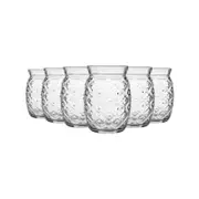 Bormioli Rocco 6 Piece Sour Pineapple Cocktail Glasses Set - Decorative Tropical Tiki Bar Drinking Tumblers - 455ml