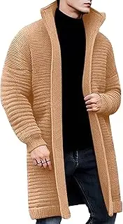 [Qolkmuiy-GJ] mens long open front knit cardigan stand collar open knit sweater open knit sweater winter warm long sleeve cardigan