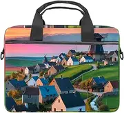 Laptop Bag for Women,Laptop Tote Bag for Women,Laptop Bag for Men,Landscape Traditional Houses Print