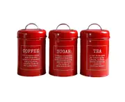 3Pcs/Set Spice Jar Sugar Coffee Tea Canister Food Storage Home Kitchen Accessory Red