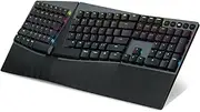 Perixx PERIBOARD-835RD Wireless Ergonomic Mechanical Keyboard - RGB Backlit - Low-Profile Red Linear Switches - Multi-Device Connection - Compatible with Windows and Mac OS