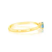 0.30 Carat Blue Topaz and Diamond Ring in 9ct Yellow Gold, S
