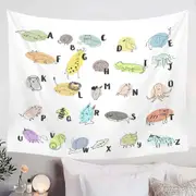 Kids Alphabet Animals Drawings Tapestry