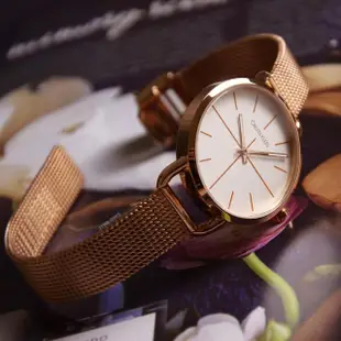 【Calvin Klein 凱文克萊】CK經典簡約 白面 玫瑰金殼 米蘭錶帶 CK錶 女錶 手錶 母親節(K7B23626)