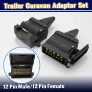 12PIN FEMALE MALE FLAT SOCKET PLUG SET TRAILER ADAPTOR CARAVAN WIRING CONNECTOR