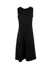 Yves Saint Laurent Black Autumn 2010 Wool Sleeveless Shift Midi Dress
