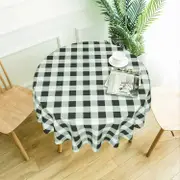 Linki Green Plaid Tablecloth 60 Inch Round Tablecloth - Black Sage Green and White Buffalo Checkered Gingham Polyester Table Cover Reusable Water R...