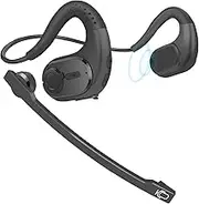 iDIGMALL Bluetooth Headset with Detachable Microphone, Multi-Point Wireless Headset w/DSP Noise Canceling Mic for Phone PC Laptop, Comfort & Light Open Ear headphones for Office Meeting Home Work, 12H