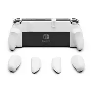 NeoGrip: an Ergonomic Grip Hard Shell with Replaceable Grips [to fit All Hands Sizes] for Nintendo Switch OLED and Regular Model (White)