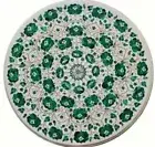 30" Marble Center Sofa Coffee Table Malachite Stone Floral Inlay Art Console Dec
