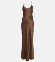 [Nili Lotan] Nili Lotan Cami silk charmeuse slip dress AU 14 brown