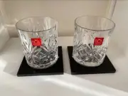 Collectible HBO Succession RCR Crystal Glasses, Waystar Royce Coasters