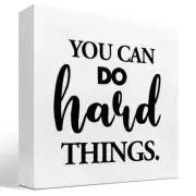 You Can Do Hard Things Wood Block Sign Desk DecorRustic Inspirational Wooden ...