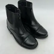 Tuff Rider Childrens P01145 Starter Front Zip Paddock Black Leather Boot Size 12
