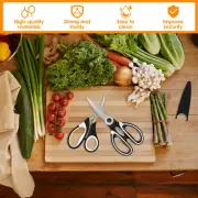 3Pcs Kitchen Scissors Stainless Steel Kitchen Shears with Cover tedvD