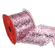 10 Yard 2.5 Inch Glitter Mesh Wired Ribbon Webbed Sequin Pink