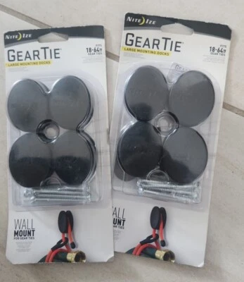 Nite Ize Gear Tie Large Mounting Docks 2 packs - 4 in each pack - Black