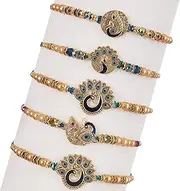 [TIED RIBBONS] Rakhi for Brother Set of 5 | Rakhi for Bhaiya | Bro Rakhi with Card | Roli Tika - Raksha Bandhan Rakhi Bracelet for Brother | Rakhi Bhai Rakhi Thread Rakhi Set for Brother