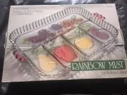 Indiana Glass Rainbow Mist 5 Section Fruit Relish Tray Party Plate Dish