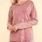 New In Boutique Mauve Mineral Washed Casual Knit Top NWT size Small