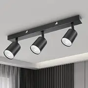 Dehobo Adjustable Ceiling Spotlights, Black Spotlight Ceiling Light with GU10 Socket, Modern Spotlight Rails and Rails, Without Bulbs, 3 Spotlights for Kitchen, Bedroom, Living Room, Hallway, Dining