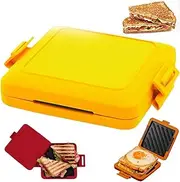 Microwave Toastie Sandwich Maker,Toastie Maker,Microwave Split Design Toastie Maker,Versatile Small Toaster with Adjustable Silicone Straps,Rapid Heating and Dishwasher Safe No Electricity (Yellow)