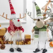 2 Pack Christmas Ski Elk Ornament Elk Standing Plush Doll Christmas Decorations