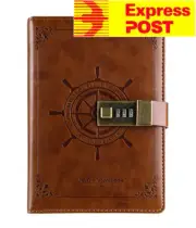 B6 Brown Rudder Leather Vintage password Lock Notebook Diary JOURNAL Express