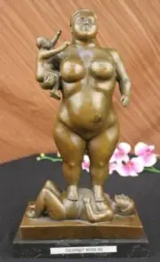 Nude Contemporary Abstract Bronze Figures `Botero` Sculpture Mother Child Statue