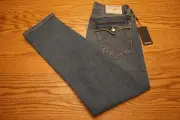 NWT MEN'S TRUE RELIGION JEANS Multiple Sizes Geno Relaxed Slim Flap Medium Fog