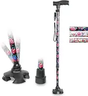 BeGrit Walking Stick Adjustable Cane for Women Ergonomic Handle Stabilising Base