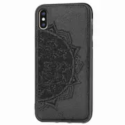 2Pcs Pressed Printing Mandragora Pattern Fabric Texture Tpu + Pc Shockproof Case For Iphone Xs / X (Black)