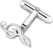 [Select Gifts] Box Set Shirt Black Tie Napkin Hook Sterling 925 Solid Silver Treble Clef Cufflink