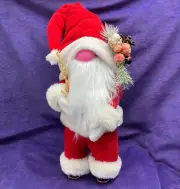 Folk Art Standing Santa Claus Gnome Hand Crafted Corduroy Christmas Whimsy 17"
