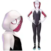 Kid's Gwen Stacy Spider-man Costume Into The Spider-verse Cosplay Jumpsuit Mask 135CM-145CM