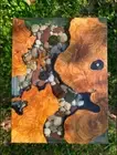 Clear Epoxy Pebbles Table Top, Epoxy Console Side Table Top, Wooden Table Deco