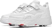 Roller Skates Shoes with 4 Wheels, Children Students Adult Roller Skating Roller Skates, Best Choice for Unisex Beginners Gift,White-4BigKid