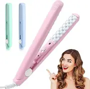 Mini Dual Purpose Curling Iron,2 in 1 Portable Mini Wave Hair Curling Iron Root Lifter and Volume Enhancer,for All Hair Types (Pink)