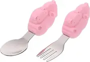 ETHZZLE Toddler Kitchen Utensils Baby Feeding Set Stainless Steel Fork Spoon Easy to Clean Random Style
