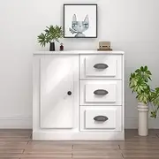 White Sideboard, Kitchen Buffet Cabinet with Storage, Modern Dining Room Furniture, Shelves, Tables, and Side Stand - 70x35.5x67.5 cm