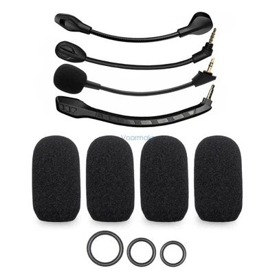 4 Mic Foam Cover+12 O-Ring for HyperX Cloud II/Alpha/Alpha S/Core/Mix/Cloud Chat