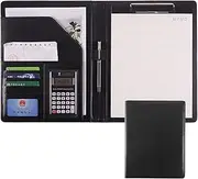 Resume Padfolio Portfolio Folder PU Leather Business Document Organizer Letter Size with Clipboard for Interview, Conference and Presentation(Red,No Calculator(Black,12 Digit Calculator)