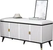 Portable Storage White Shoe Storage Bench with Cushioned Seat Hidden Drawers and Hallway Shoe Cabinet nizer 90 x 30 x 50cm